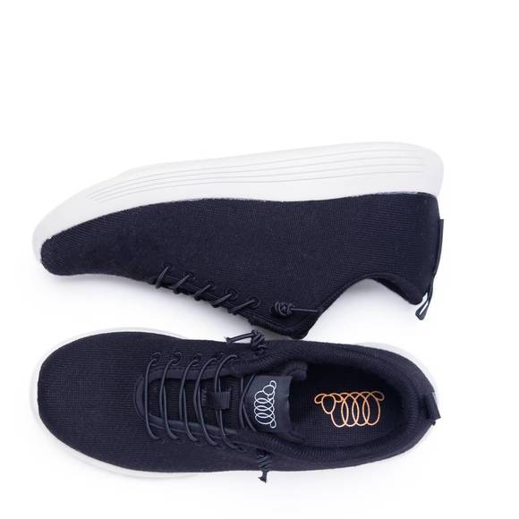 NEW WOOLLOOMOOLOO women\'s cheviot sneaker in black merino wool
